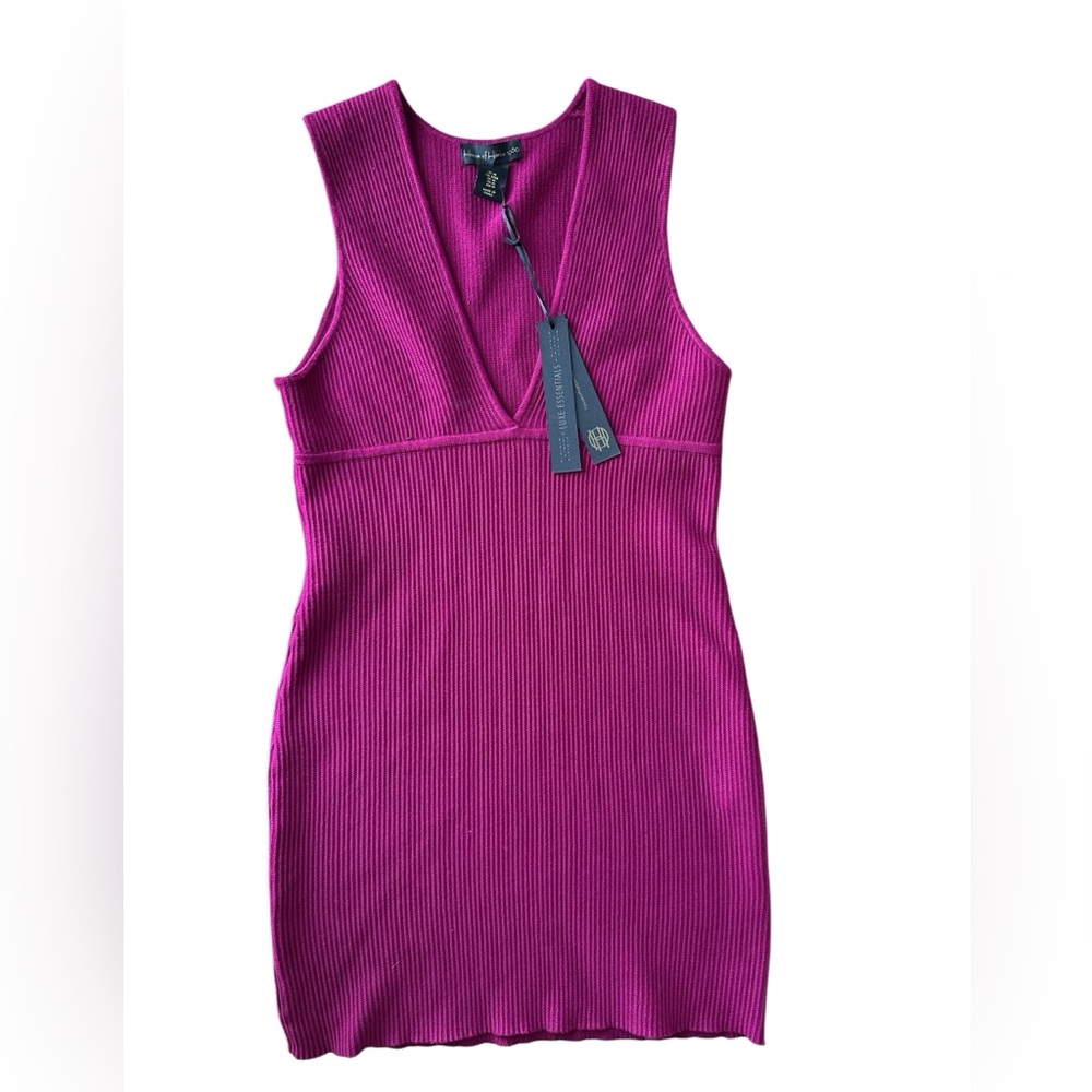House of Harlow 1960 Pink Sleeveless V-Neck Bodycon Mini Dress